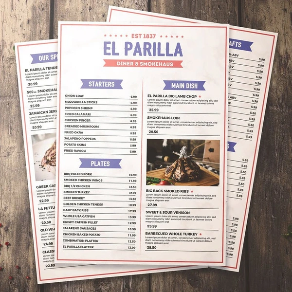A3 Laminated Menu